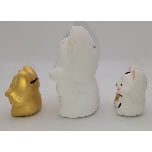 Set Of 3 Maneki Neko Lucky Cat Coin Banks - Picture 5 of 9